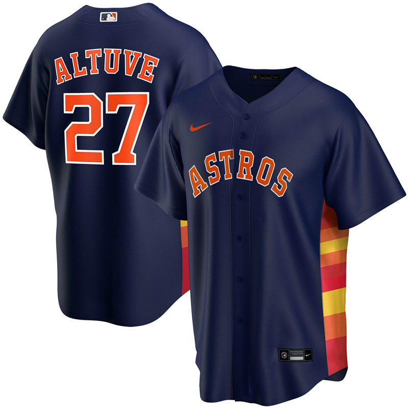 2020 MLB Men Houston Astros #27 Jose Altuve Nike Navy Alternate 2020 Replica Player Jersey 1->houston astros->MLB Jersey